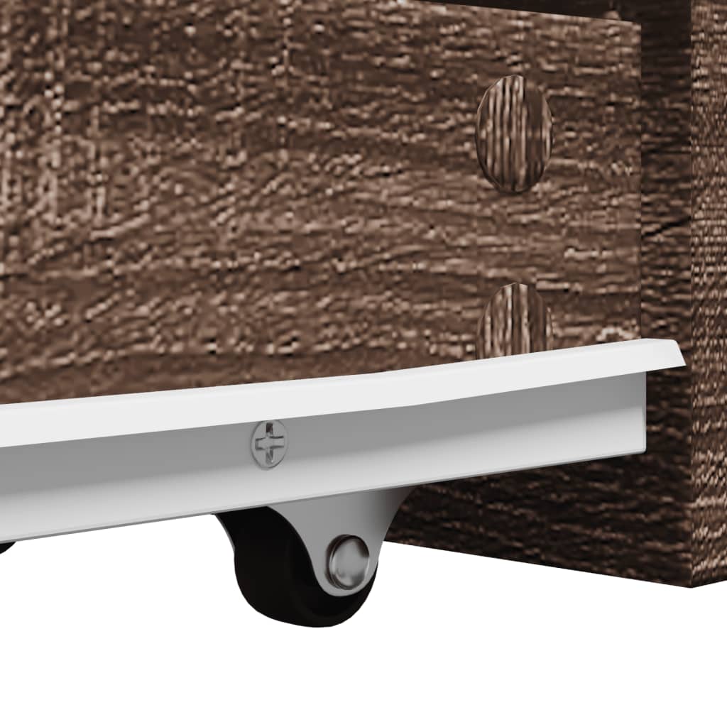 Narrow Bathroom Cupboard with Wheels Brown Oak Engineered Wood